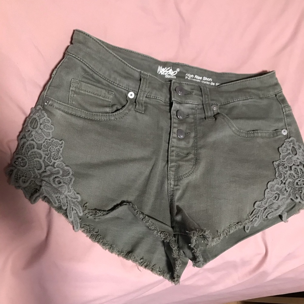 Mossimo Olive Floral High Waisted Shorts
